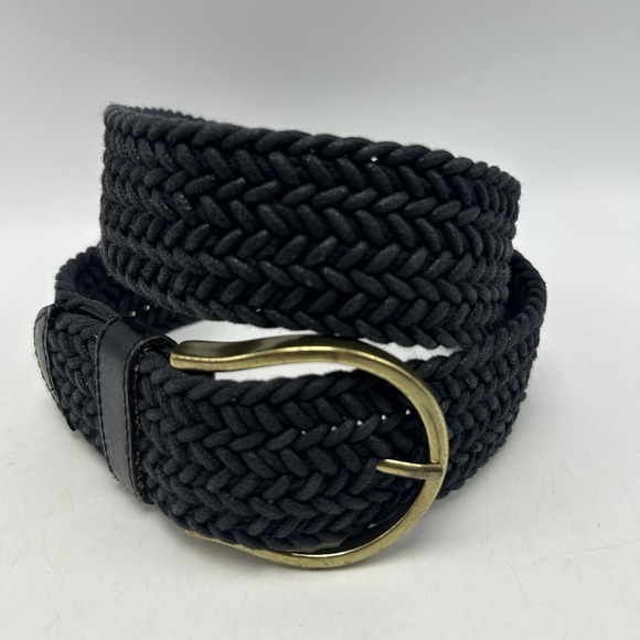 Coldwater Creek Accessories - Coldwater Creek Statement Belt Womens S M Braided Black Cotton Leather Trim